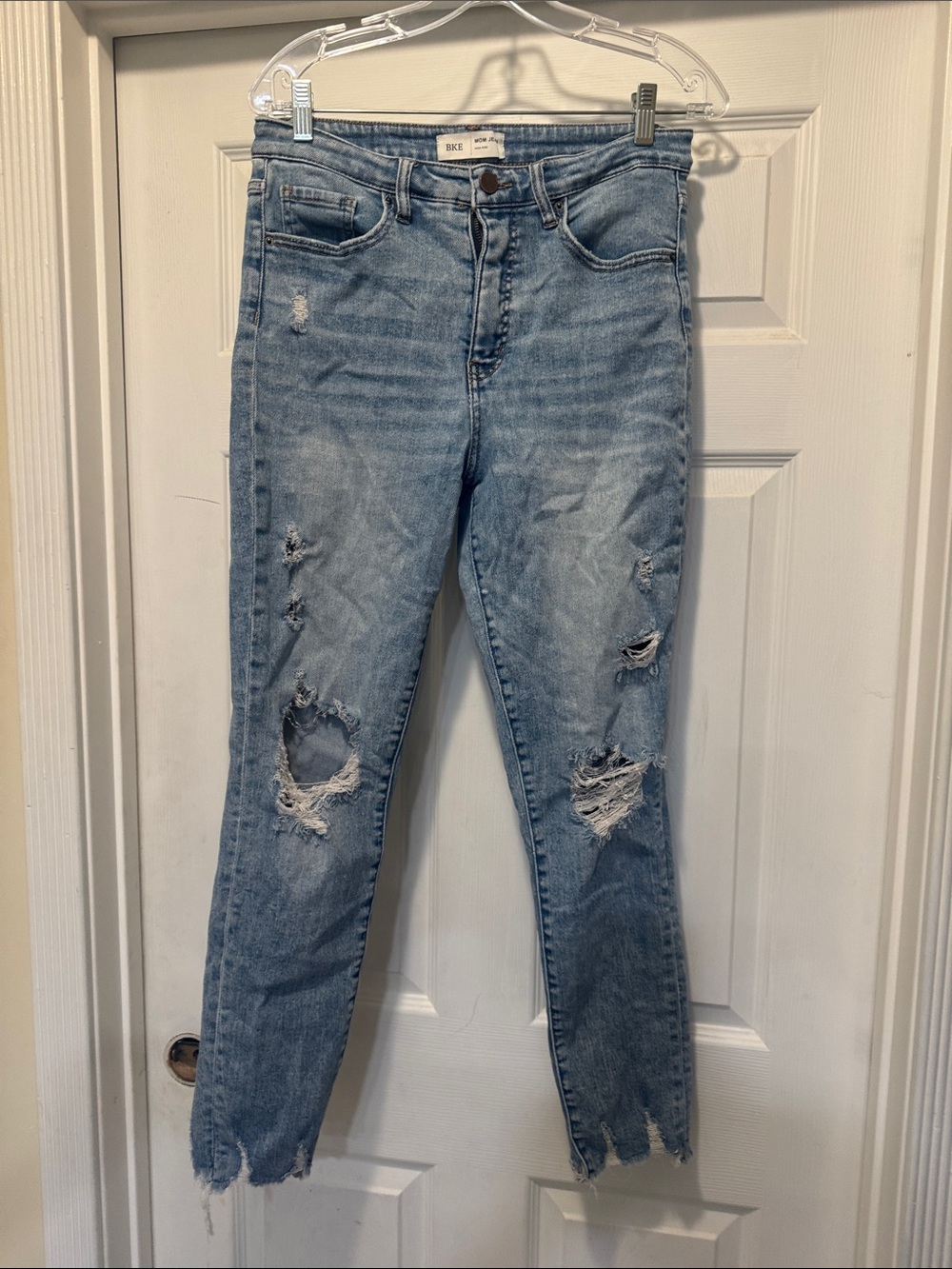 BKE mom jeans Light Blue Distressed Ankle Jeans - Picture 2 of 6